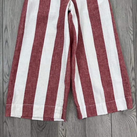 Madewell Huston Size XXS Linen Cotton Wide Leg Evely Stripe Pull On Crop Pants - Picture 11 of 13